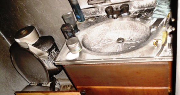 Apartment fire before and after